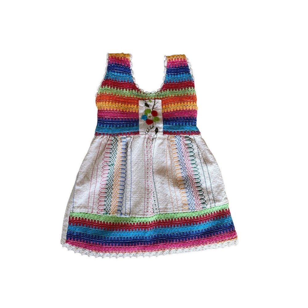 12-18M Handmade Rainbow Oaxaca Mexico Baby Toddler Embroidered Dress